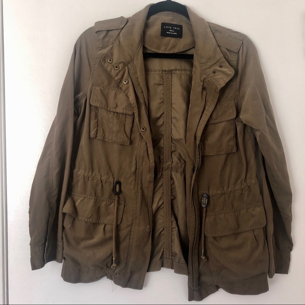 Drawstring Utility Jacket (Olive) - Picture 2 of 4